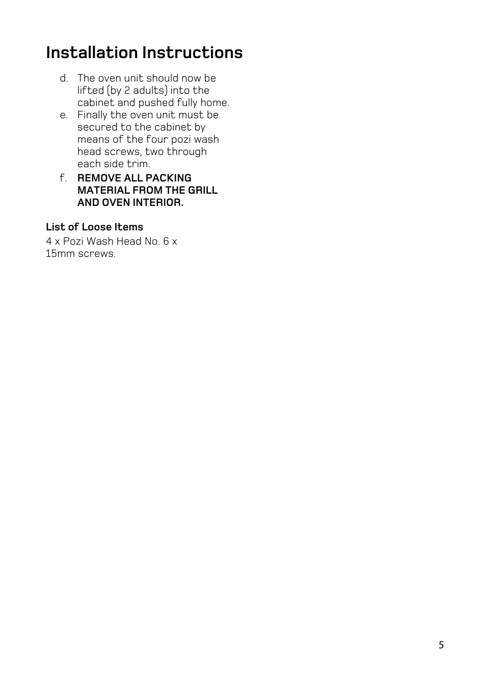 Installation instructions | Hotpoint BD62 BD52 User Manual | Page 5 / 48