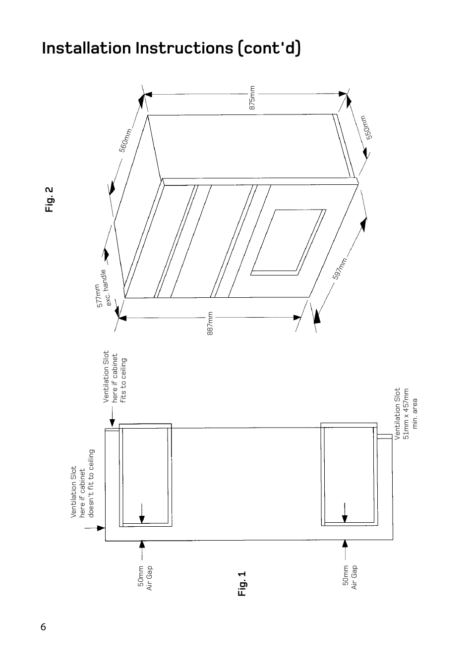 Installation instructions (cont'd), Fig. 2 fig. 1 | Hotpoint BD62 BD52 User Manual | Page 6 / 48