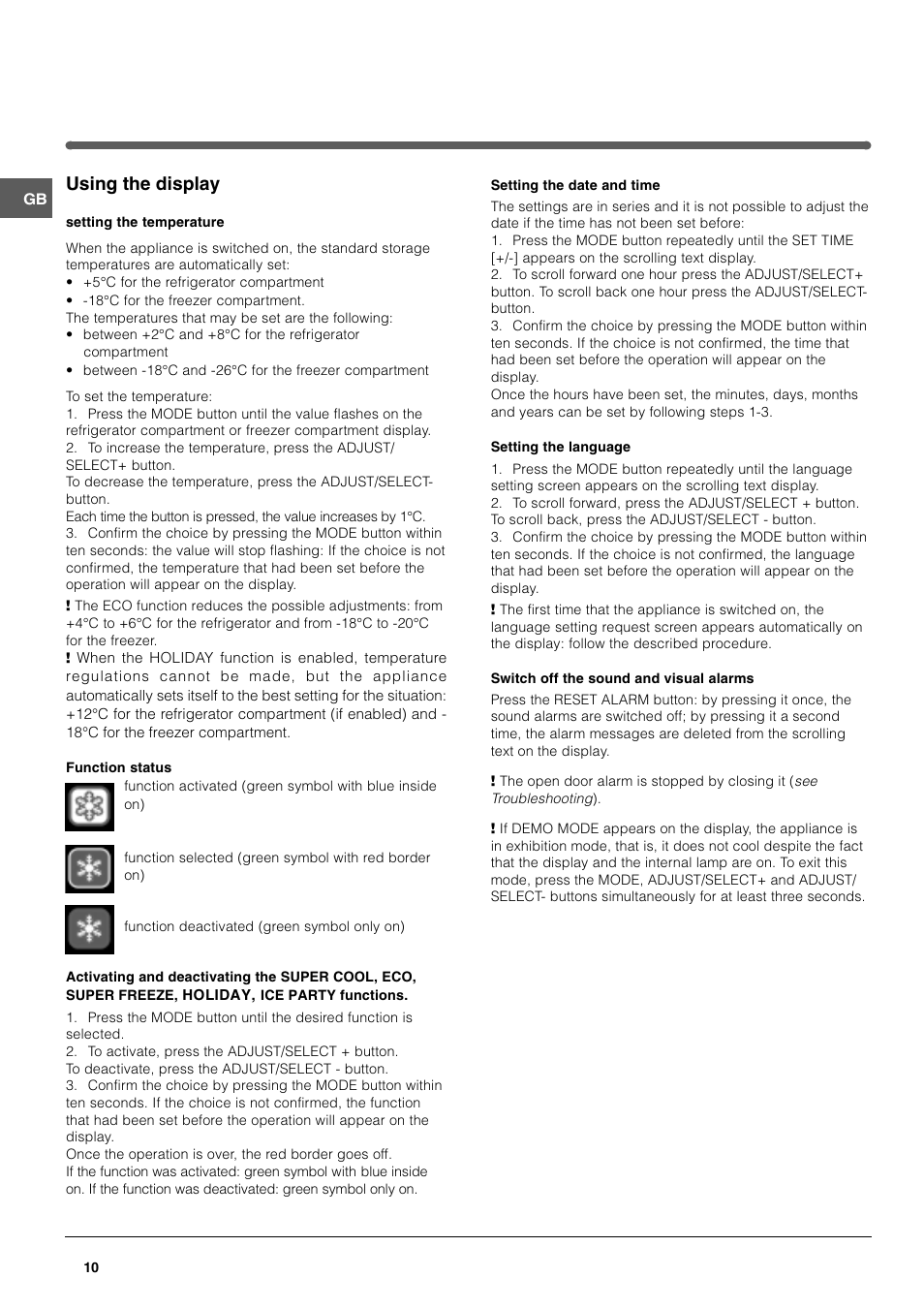 Using the display | Hotpoint HME40N User Manual | Page 10 / 20