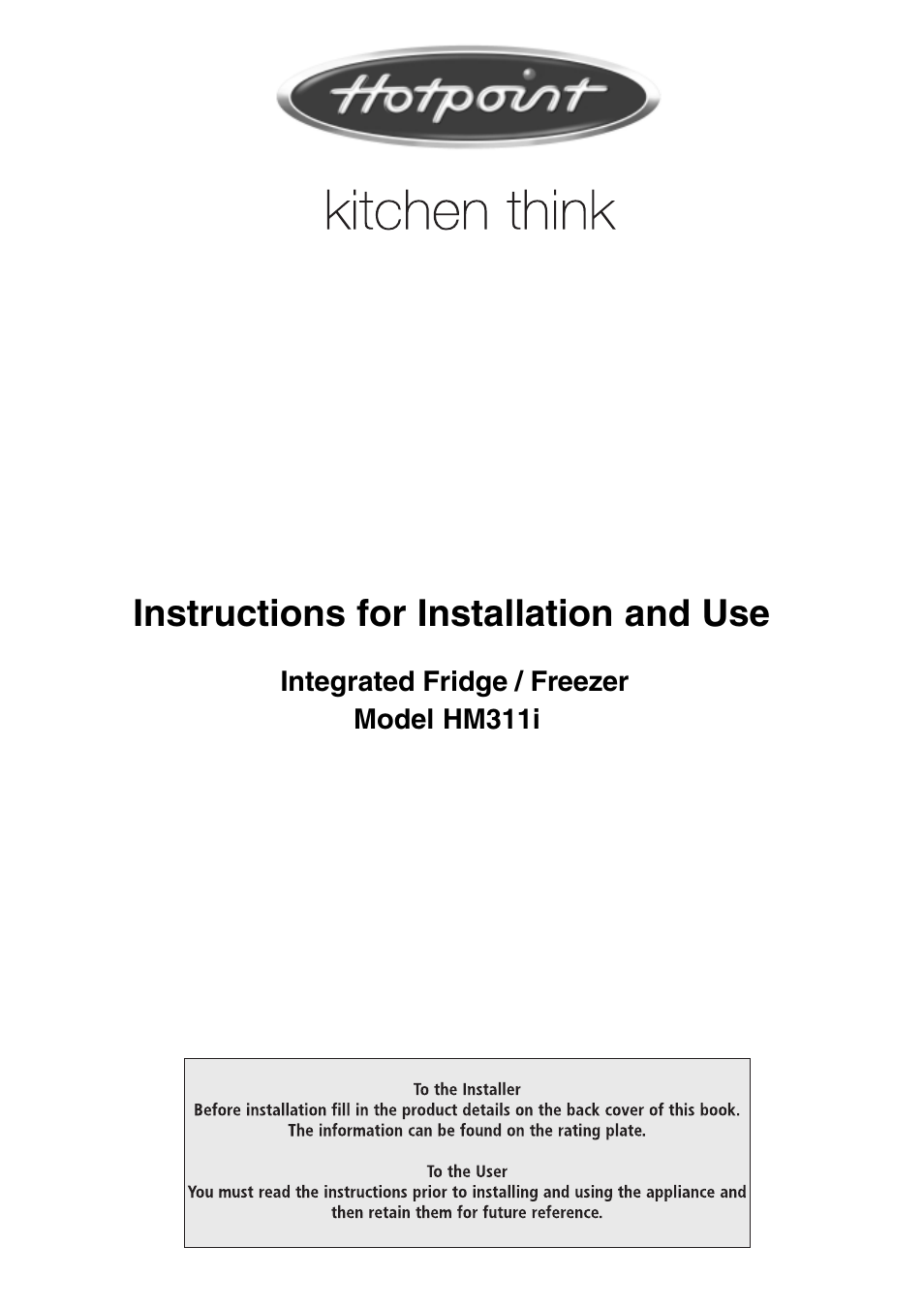 Hotpoint HM311i User Manual | 19 pages