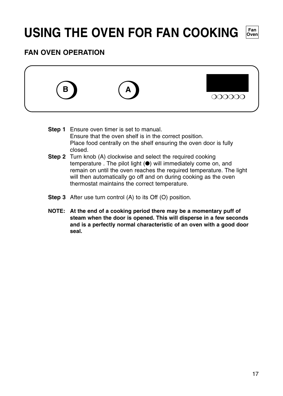 Using the oven for fan cooking | Hotpoint BS41X User Manual | Page 17 / 36