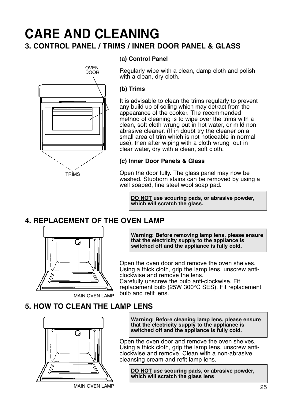 Care and cleaning | Hotpoint BS41X User Manual | Page 25 / 36