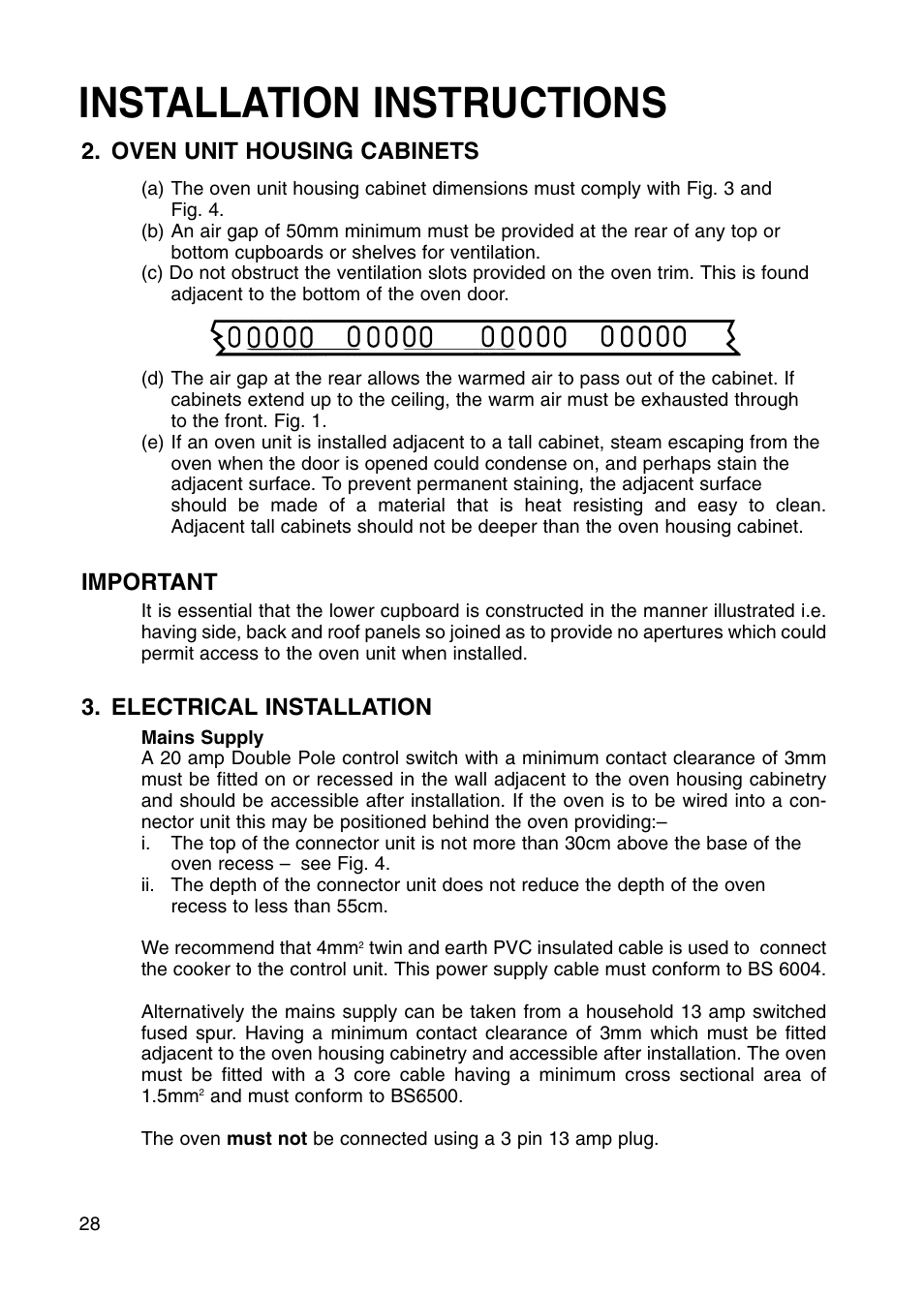 Installation instructions | Hotpoint BS41X User Manual | Page 28 / 36