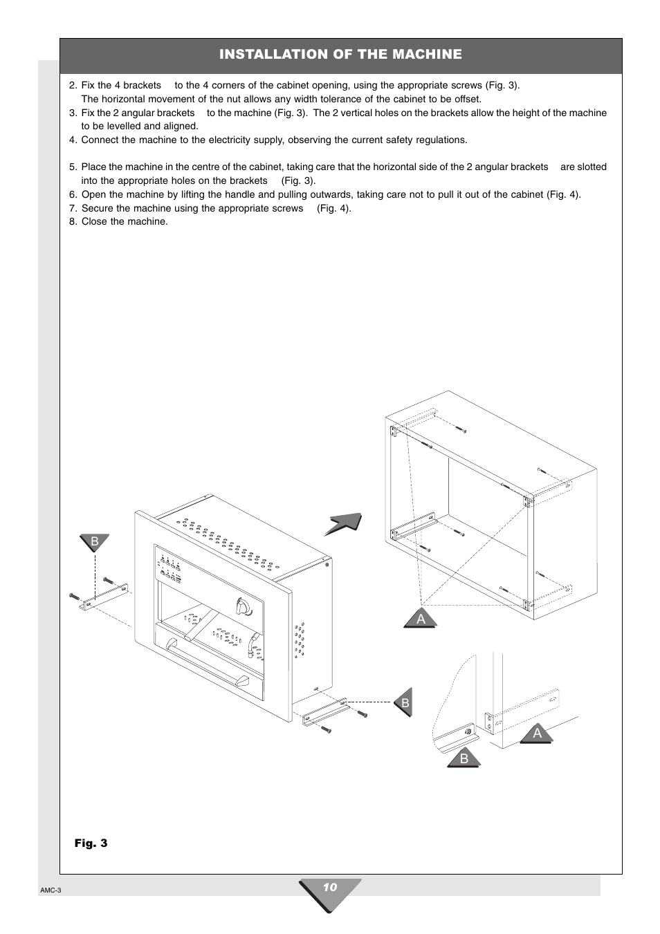 Installation of the machine | Hotpoint HCM60 User Manual | Page 10 / 20