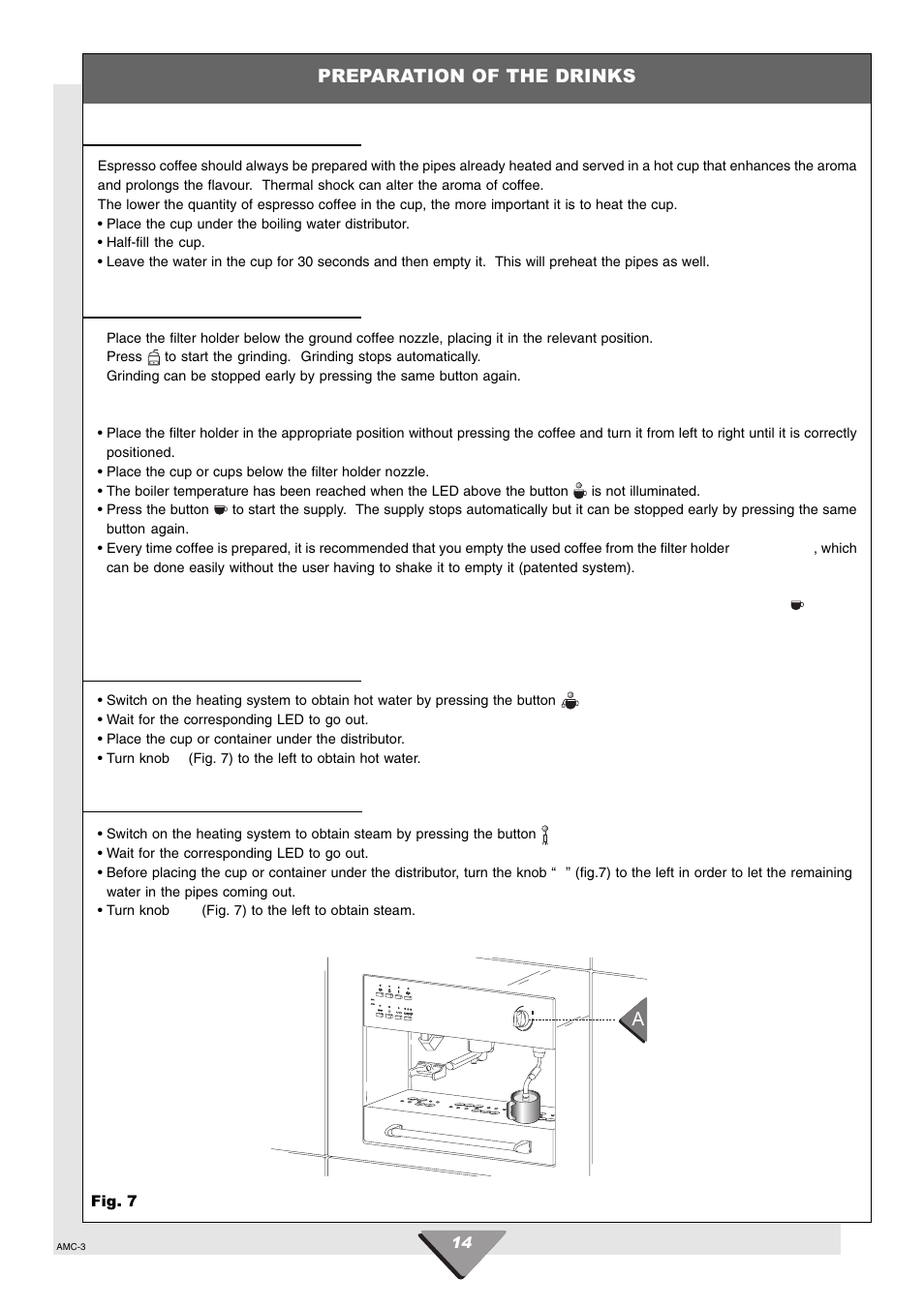 Preparation of the drinks | Hotpoint HCM60 User Manual | Page 14 / 20
