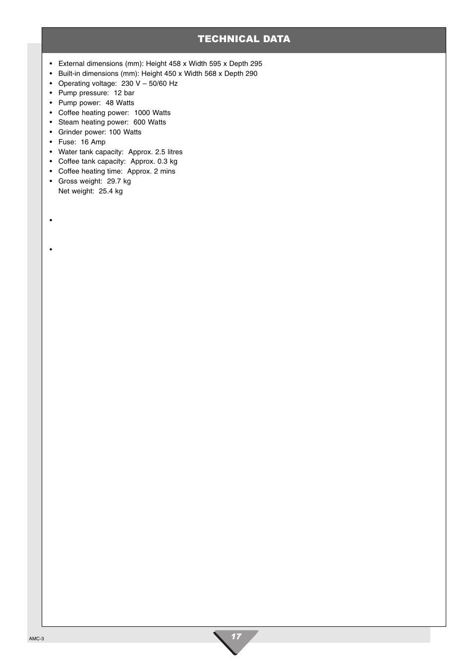 Technical data | Hotpoint HCM60 User Manual | Page 17 / 20