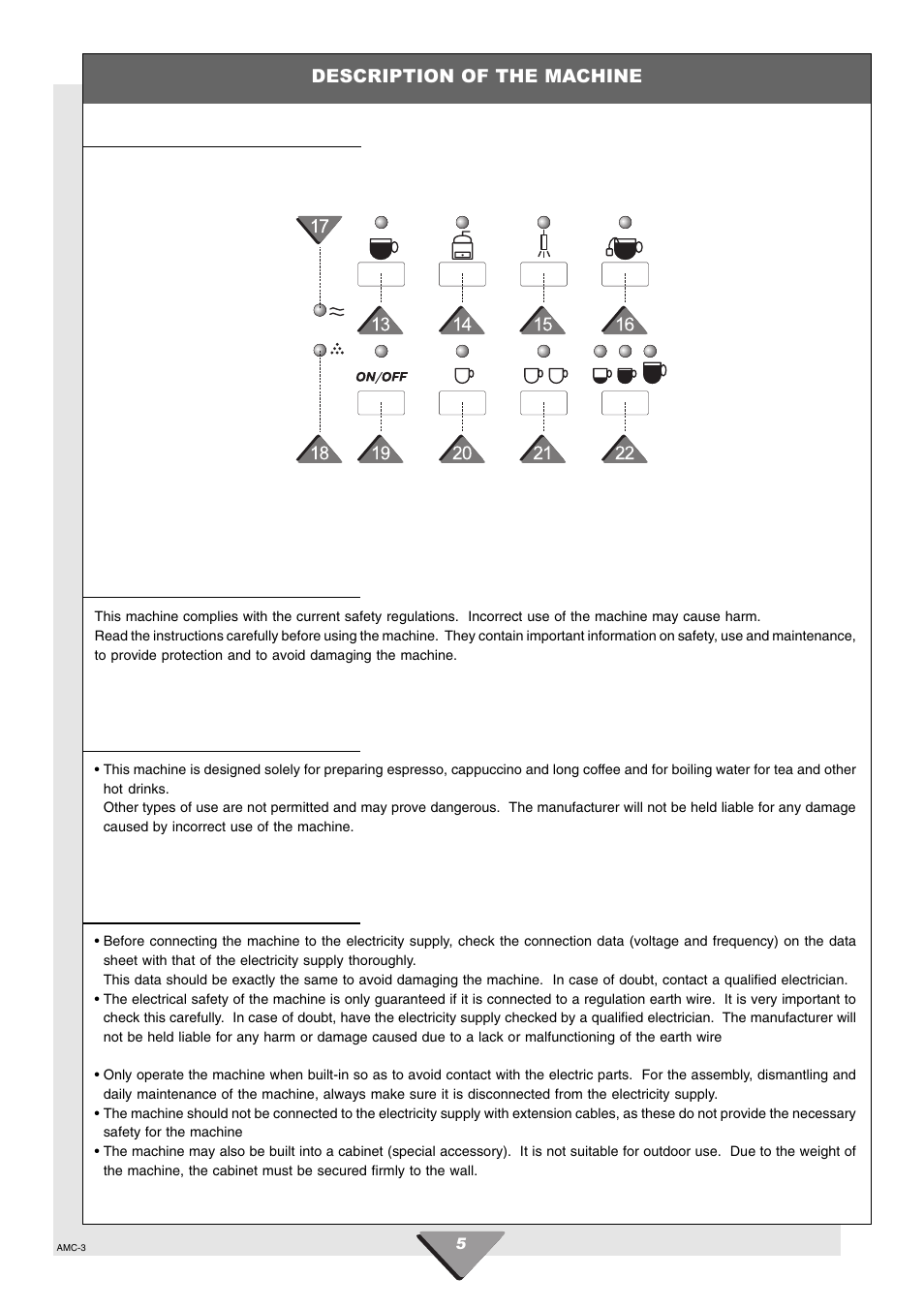 Description of the machine | Hotpoint HCM60 User Manual | Page 5 / 20