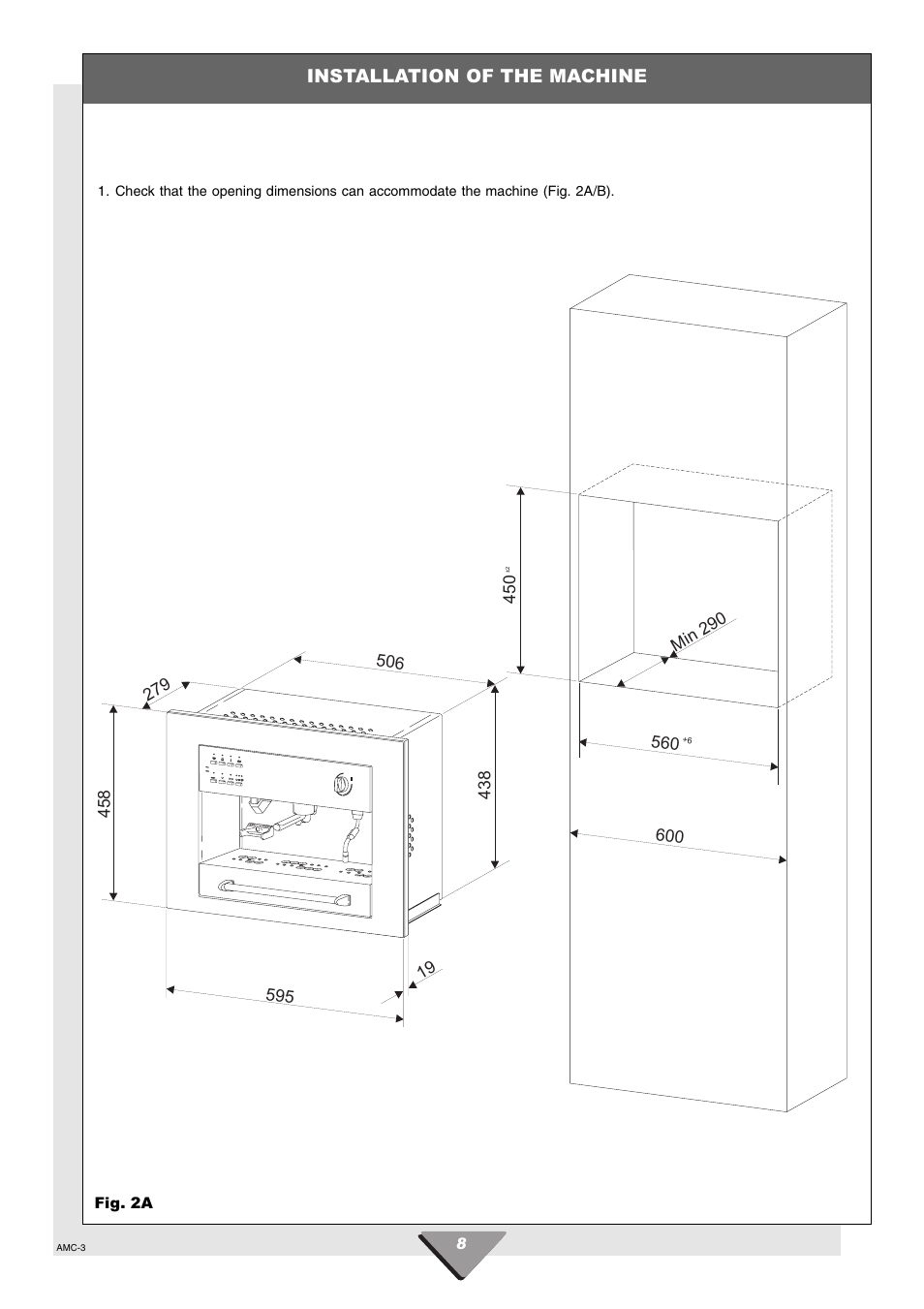 Installation of the machine | Hotpoint HCM60 User Manual | Page 8 / 20