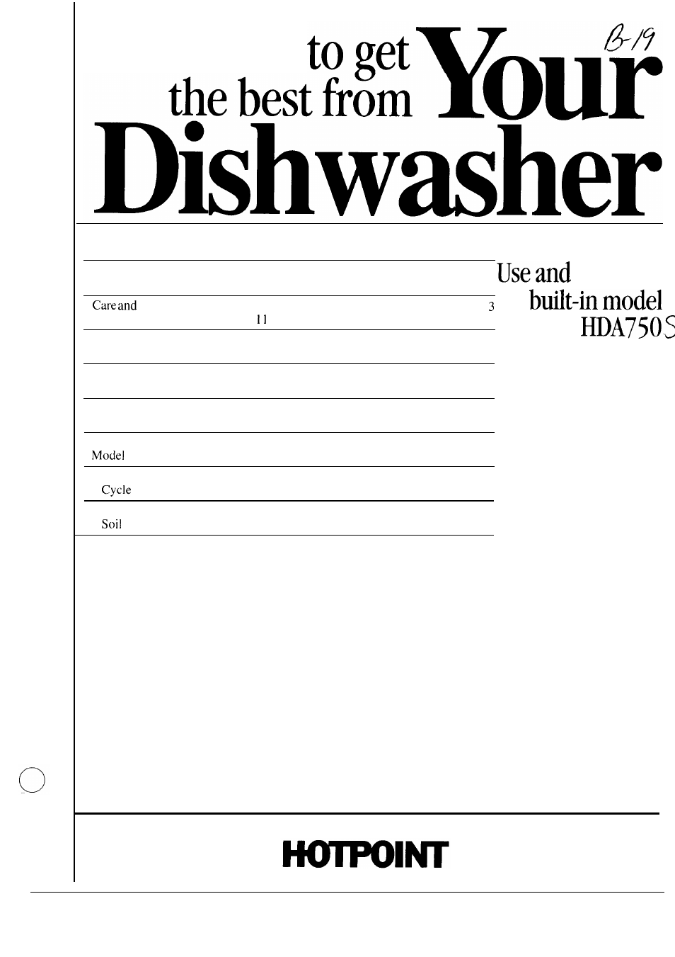 Hotpoint HDA750 User Manual | 20 pages