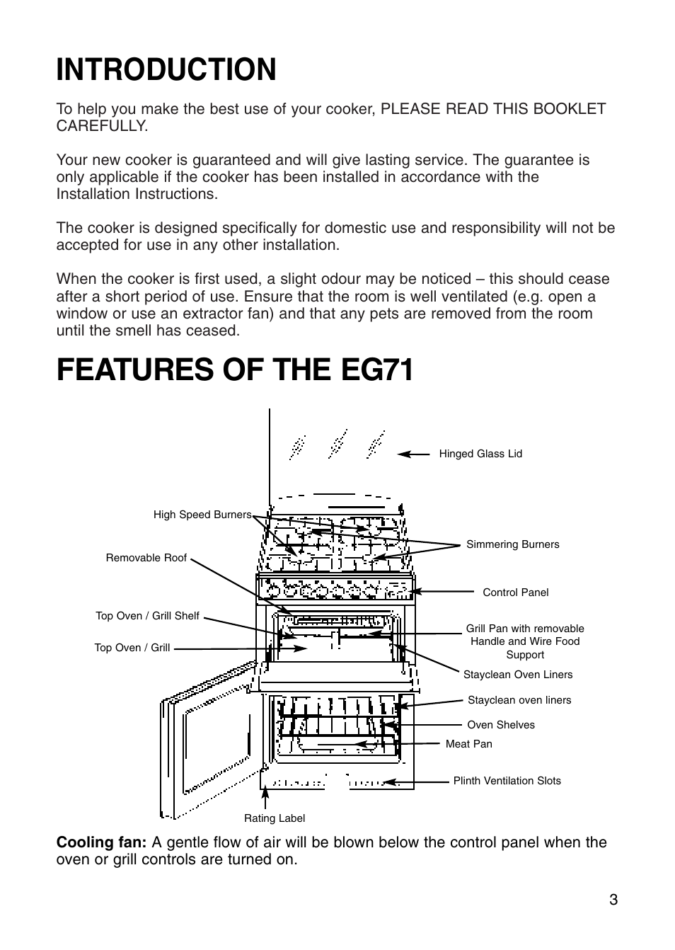 Introduction features of the eg71 | Hotpoint EG71 User Manual | Page 3 / 32