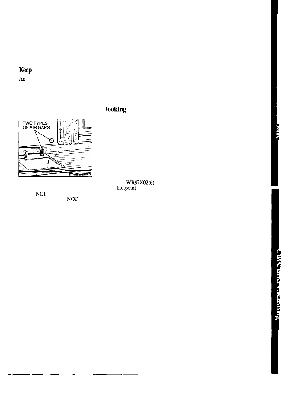 Air gap, Care and cleaning, User maintenance instructions 11 | Winter storage, How to prepare your dishwasher for winter storage, User maintenance instructions | Hotpoint HDA950G User Manual | Page 11 / 20