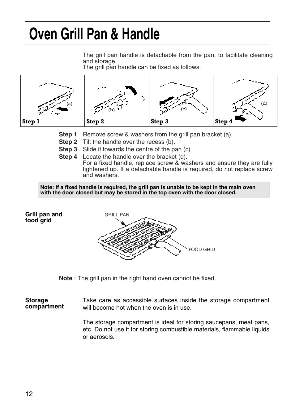 Oven grill pan & handle | Hotpoint EG95 User Manual | Page 12 / 44
