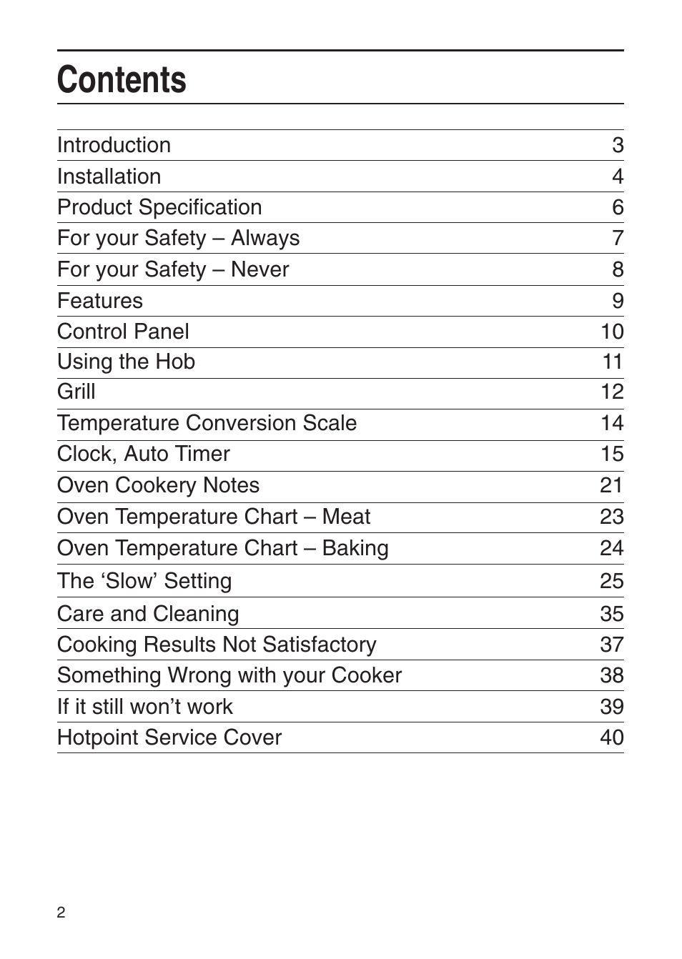 Hotpoint EG95 User Manual | Page 2 / 44