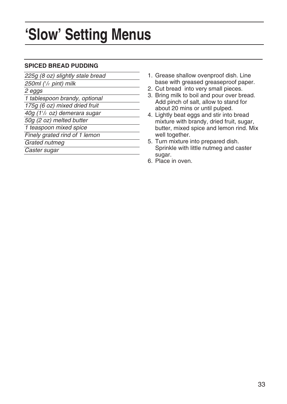 Slow’ setting menus | Hotpoint EG95 User Manual | Page 33 / 44