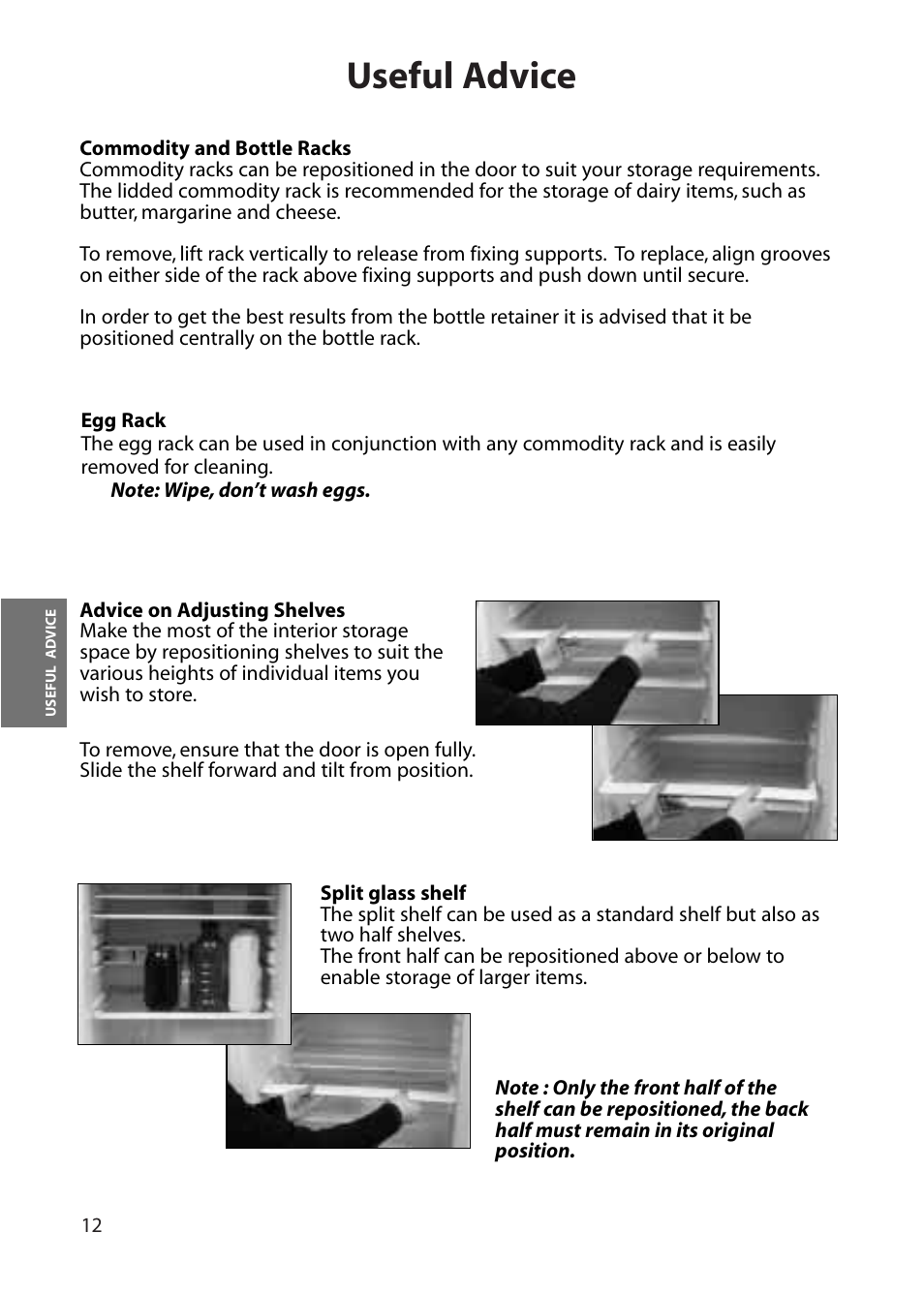 Useful advice | Hotpoint FFS70 User Manual | Page 12 / 28