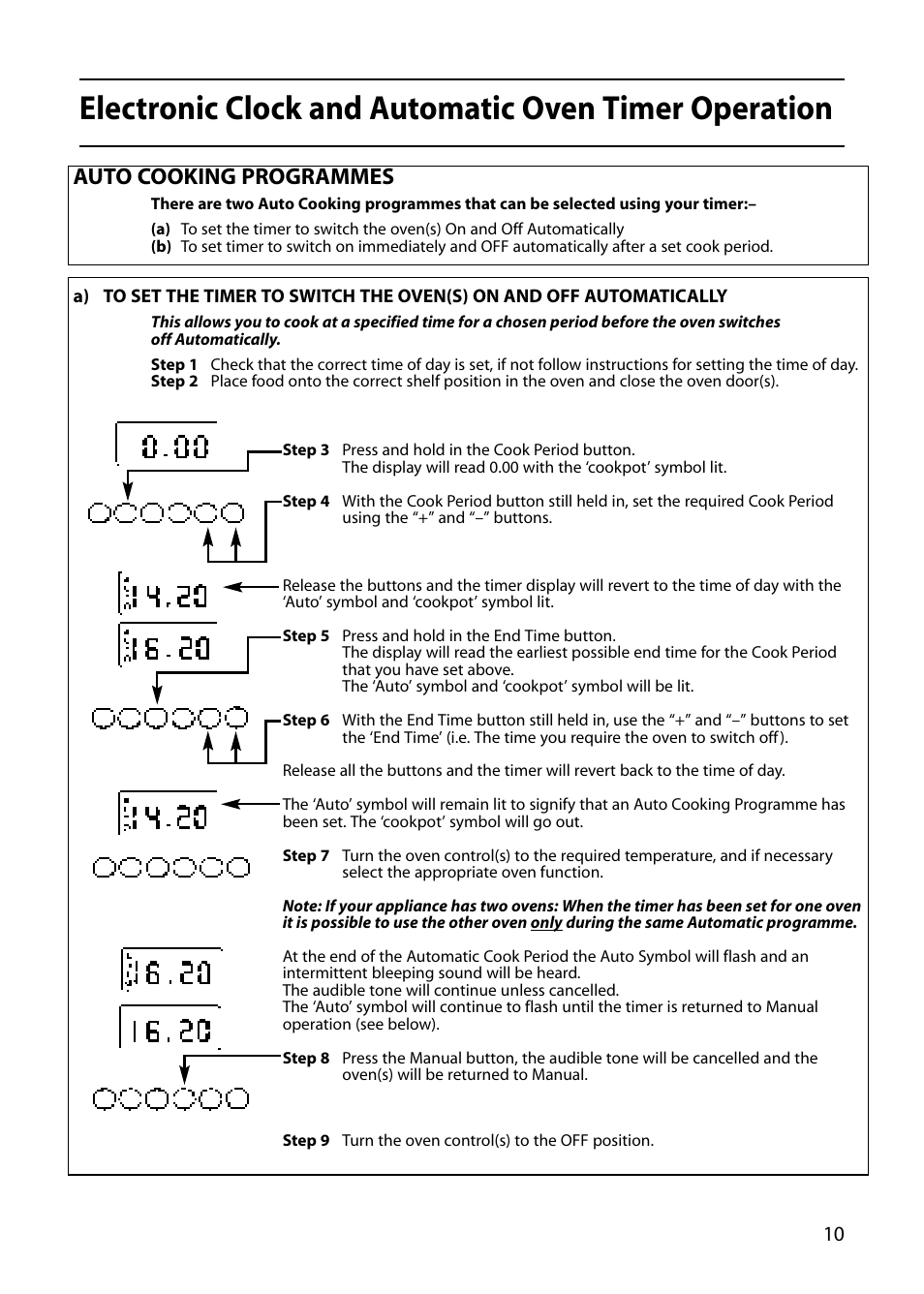 Auto cooking programmes | Hotpoint S420E User Manual | Page 11 / 36