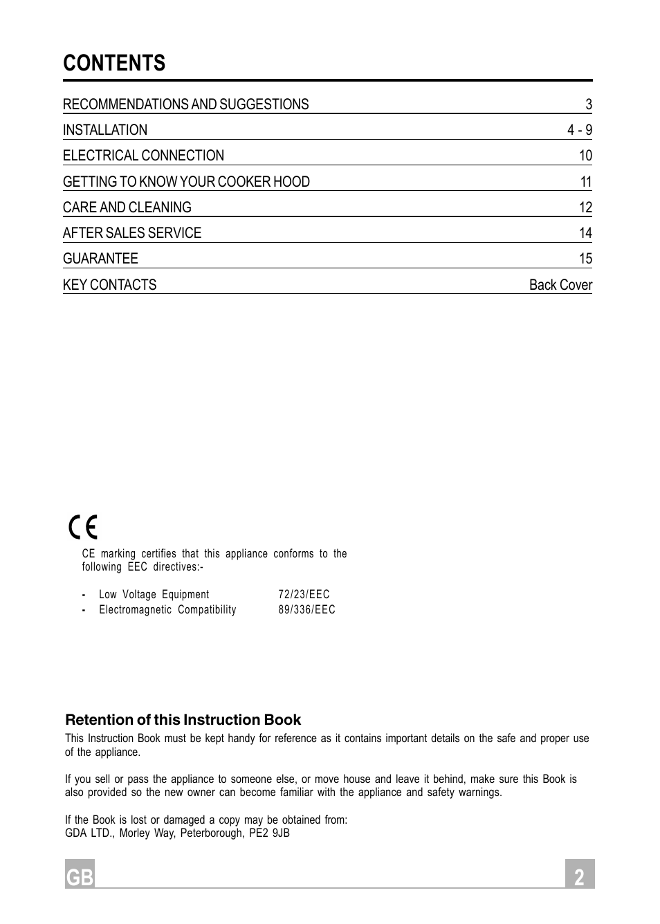 Gb 2 contents | Hotpoint HDI90X User Manual | Page 2 / 16