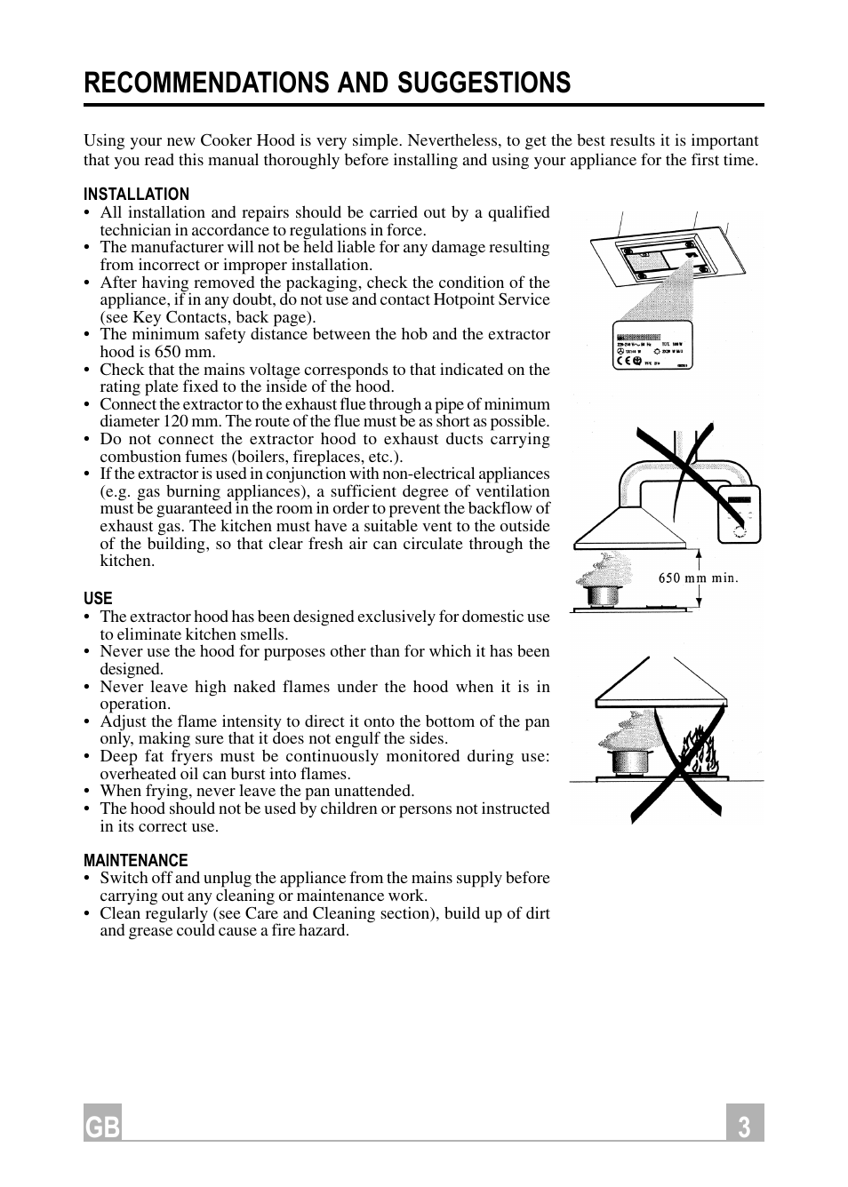 3gb recommendations and suggestions | Hotpoint HDI90X User Manual | Page 3 / 16