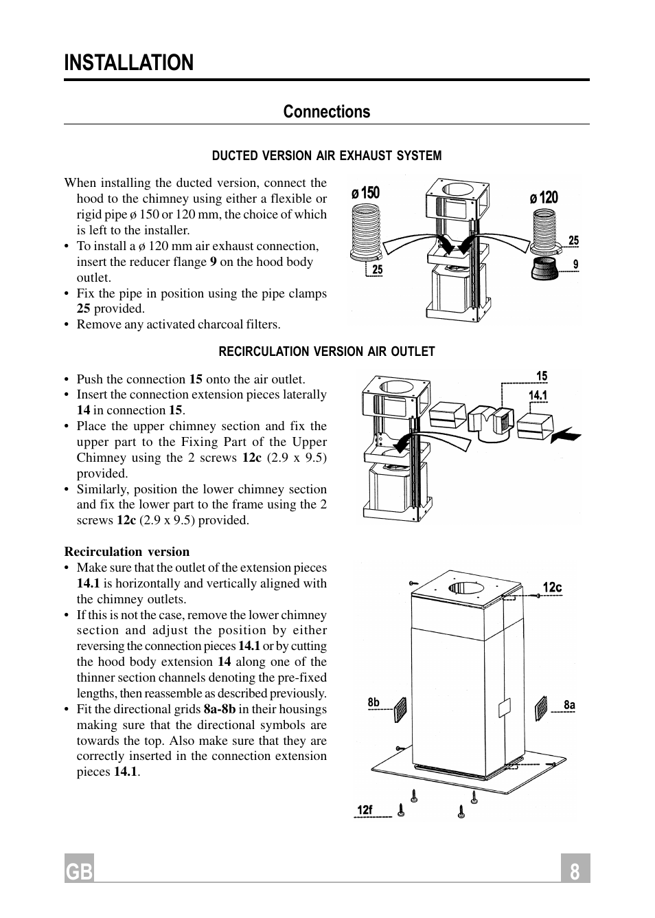 8gb installation, Connections | Hotpoint HDI90X User Manual | Page 8 / 16