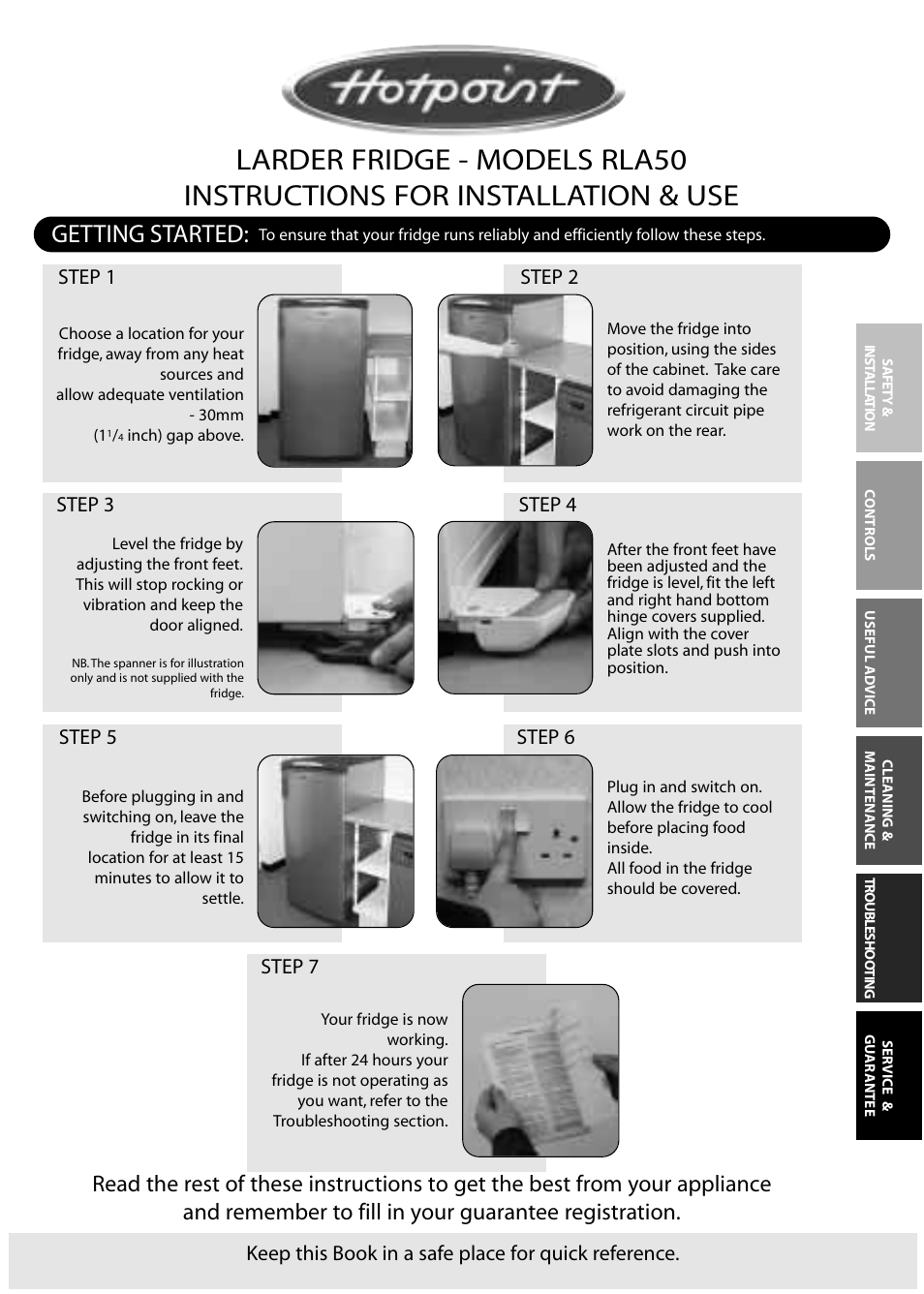 Hotpoint RLA50 User Manual | 20 pages