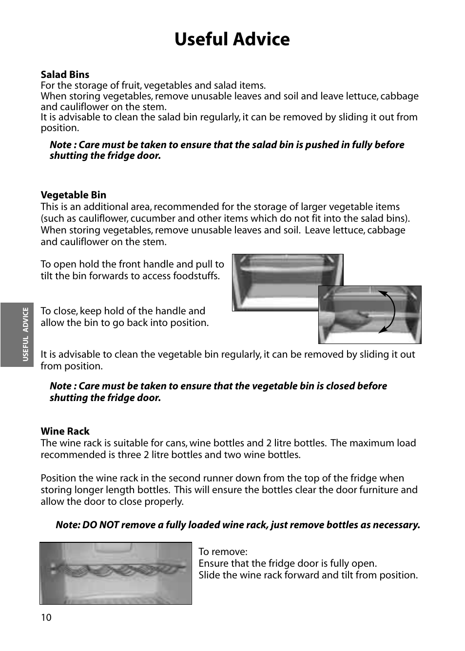 Useful advice | Hotpoint RLA50 User Manual | Page 10 / 20