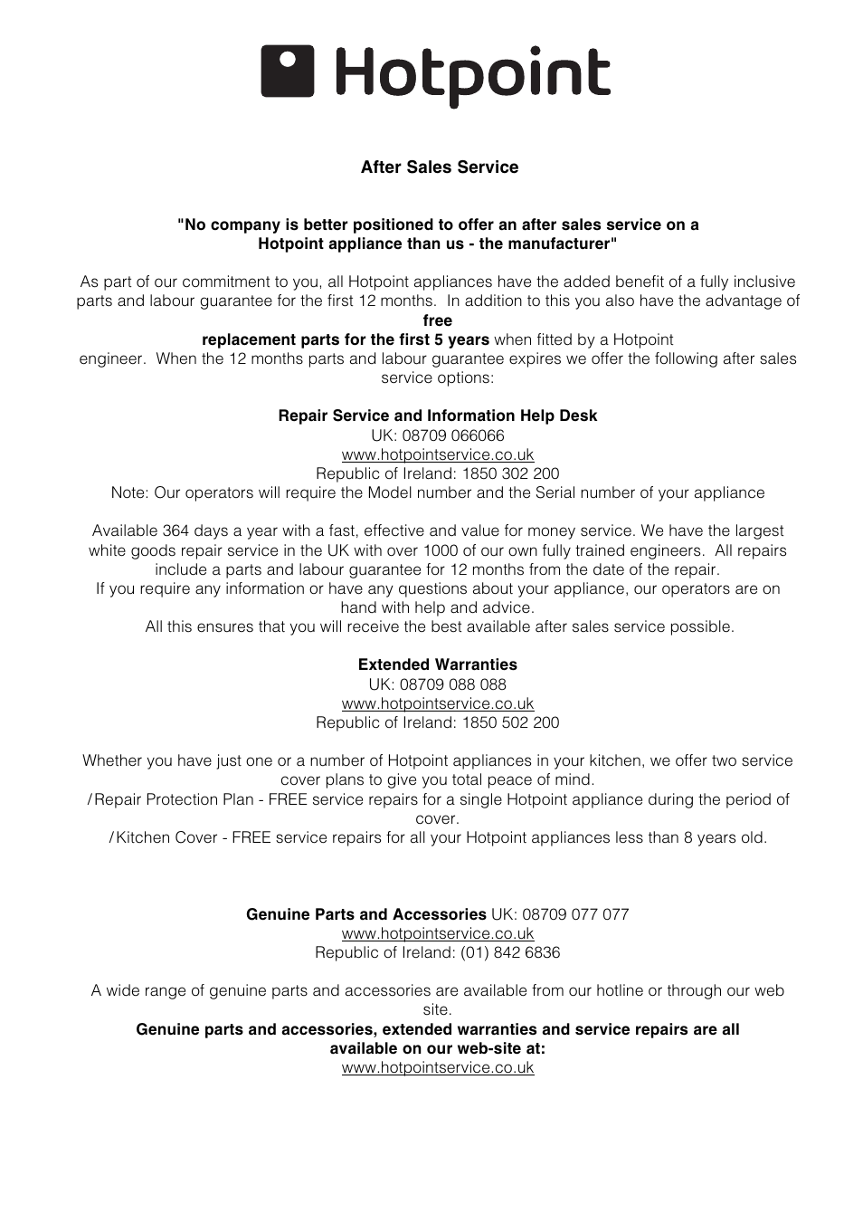 Hotpoint SE1002X User Manual | Page 14 / 16