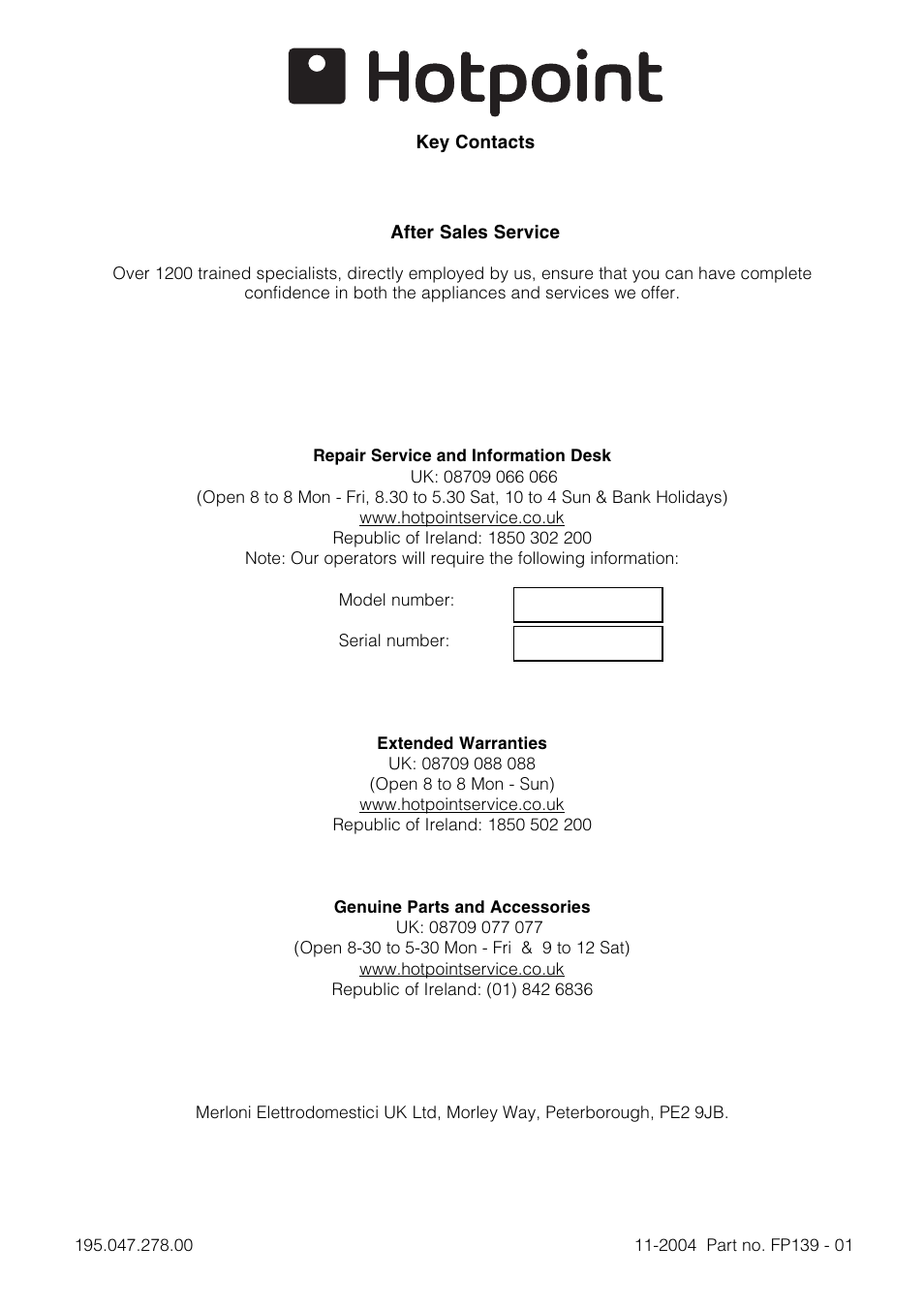 Hotpoint SE1002X User Manual | Page 16 / 16