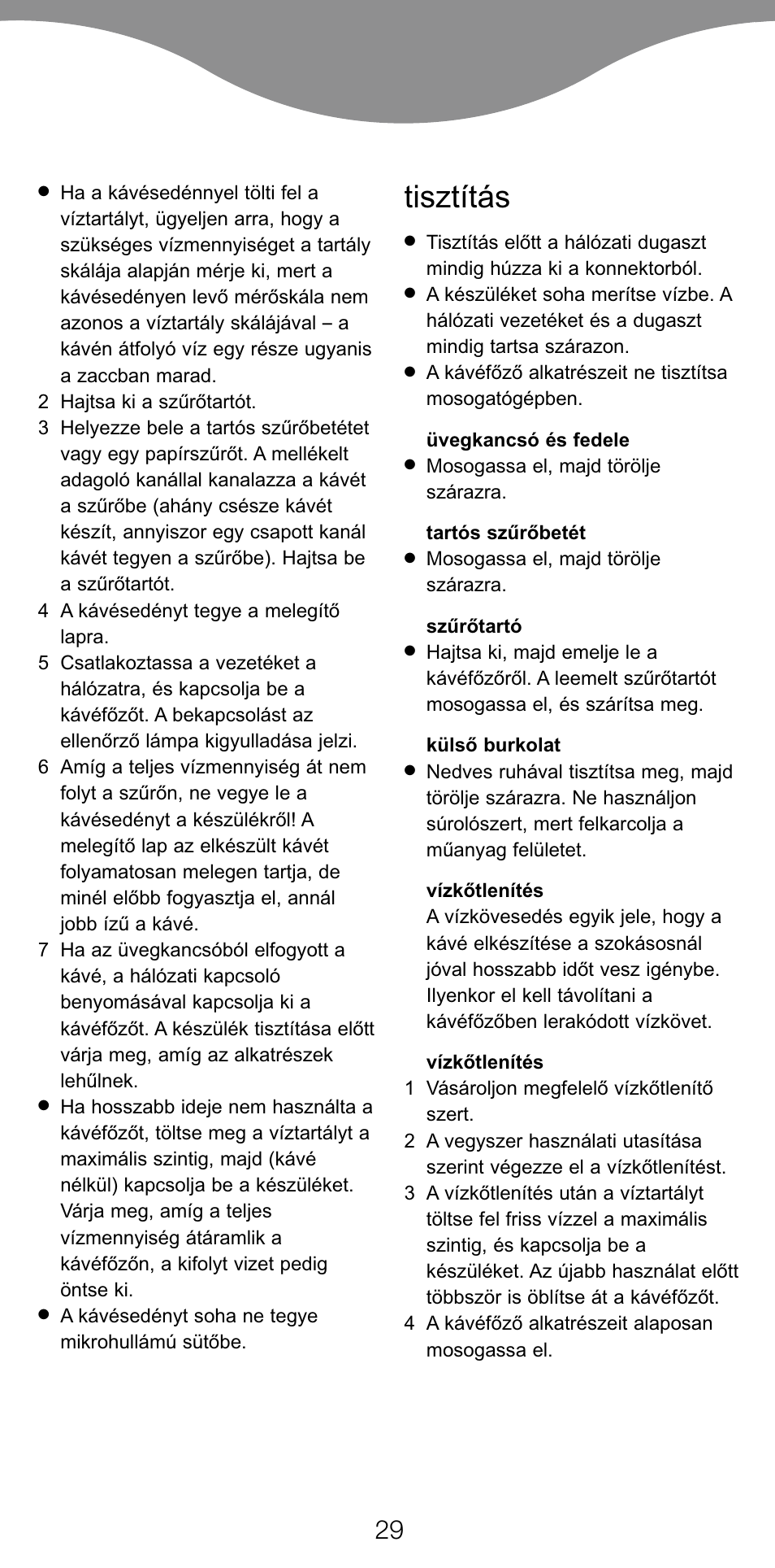 Tisztítás | Kenwood CM70 User Manual | Page 31 / 43