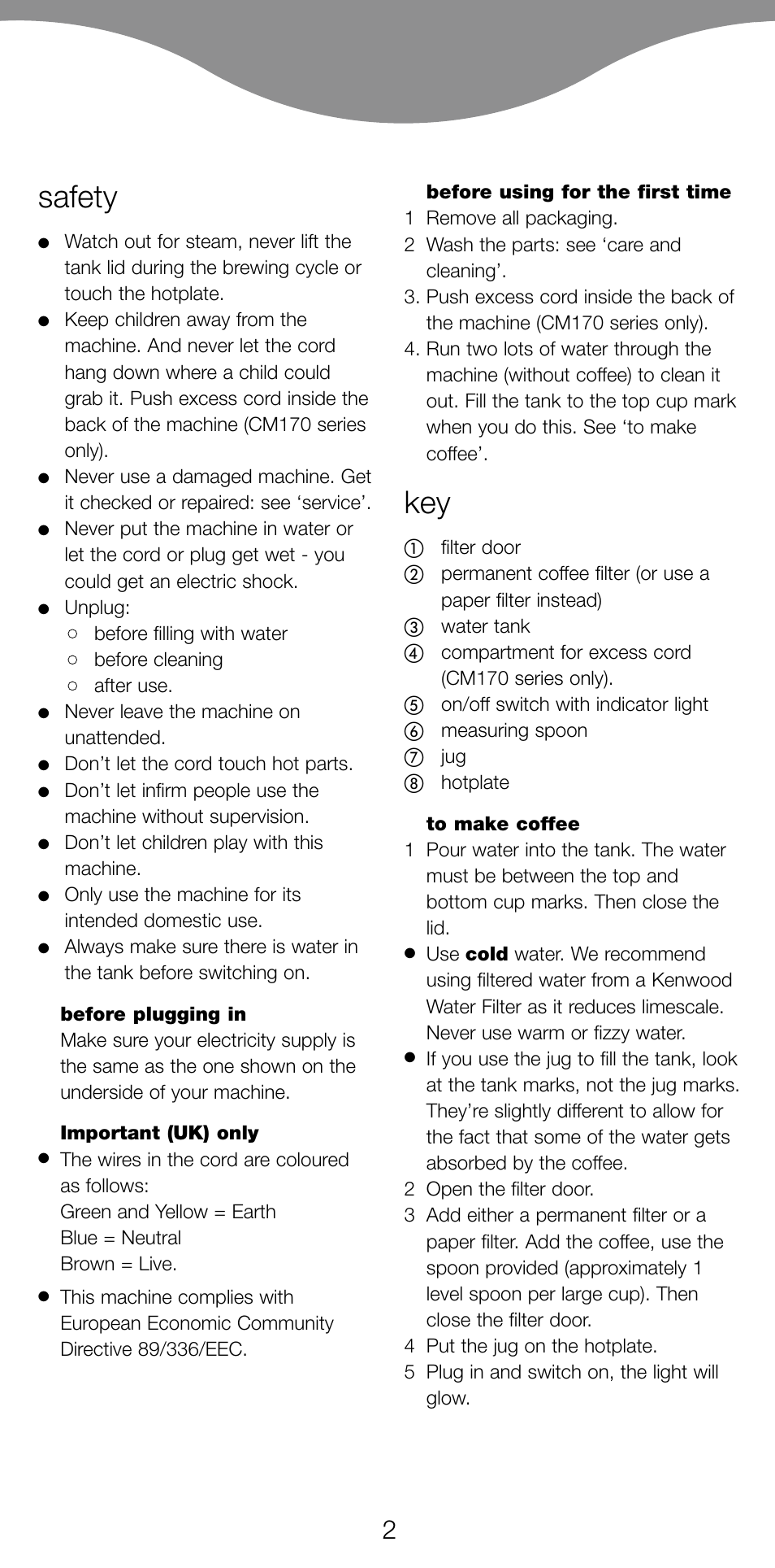 Safety | Kenwood CM70 User Manual | Page 4 / 43