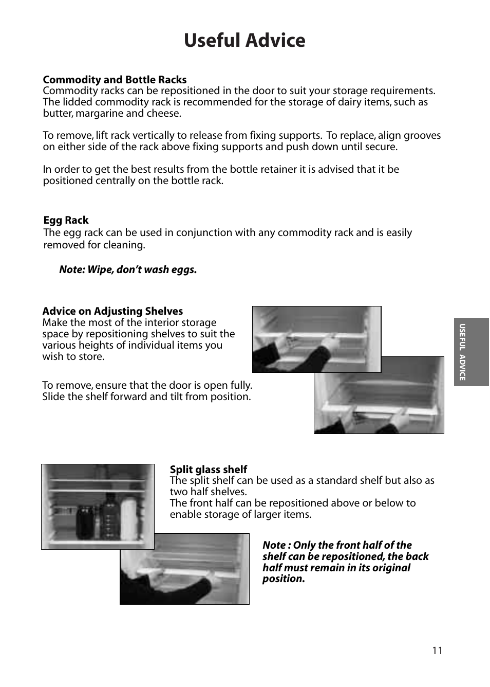 Useful advice | Hotpoint RFS60 User Manual | Page 11 / 24
