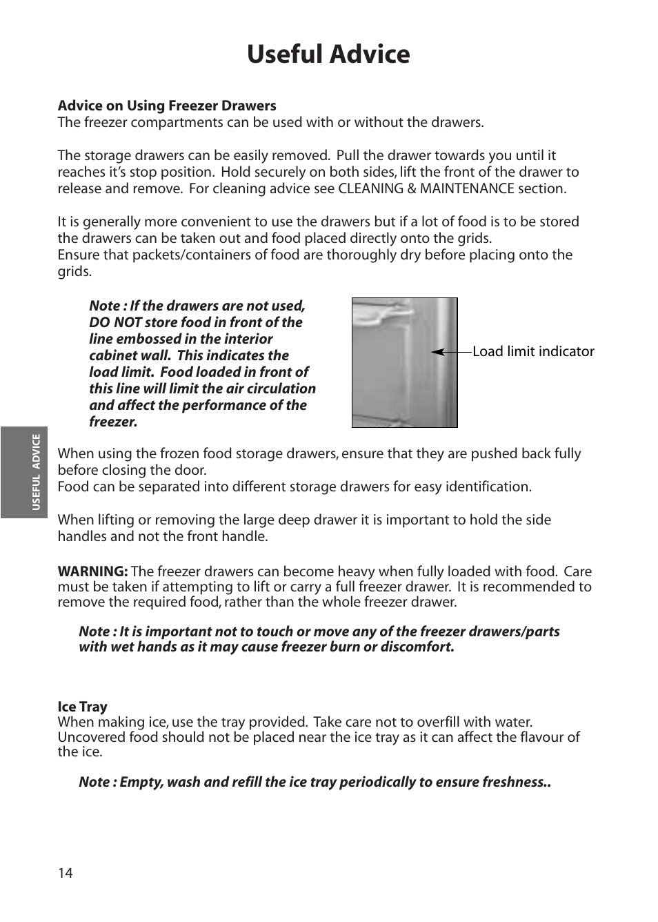 Useful advice | Hotpoint RFS60 User Manual | Page 14 / 24