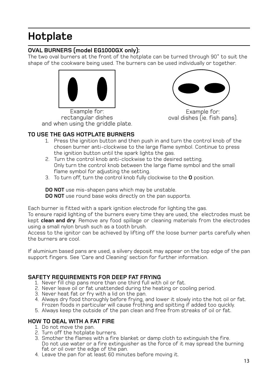 Hotplate | Hotpoint EG1000EX User Manual | Page 13 / 36