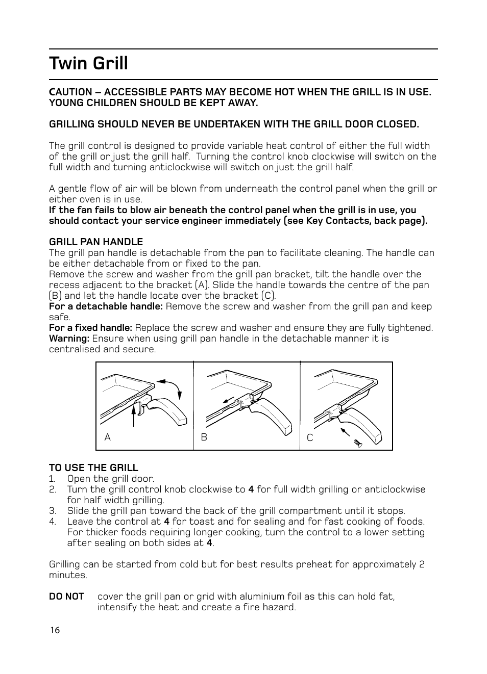 Twin grill | Hotpoint EG1000EX User Manual | Page 16 / 36