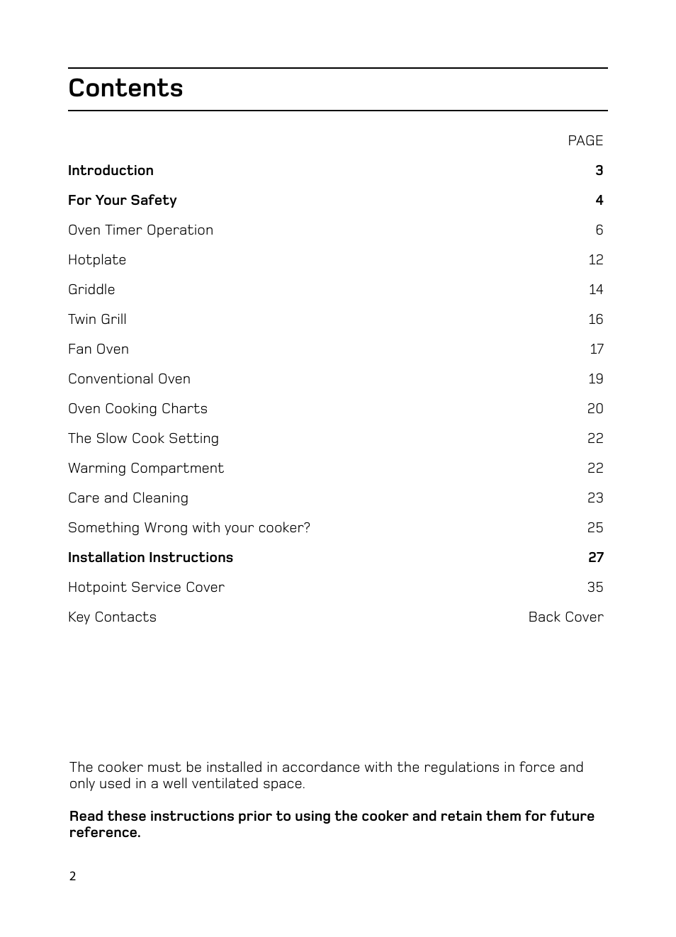 Hotpoint EG1000EX User Manual | Page 2 / 36