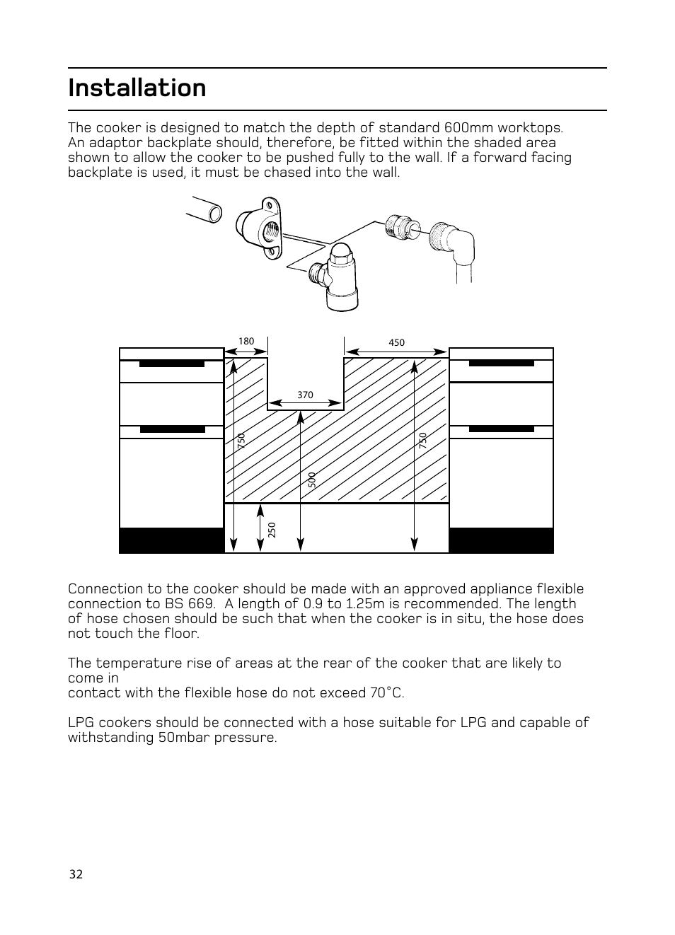 Installation | Hotpoint EG1000EX User Manual | Page 32 / 36