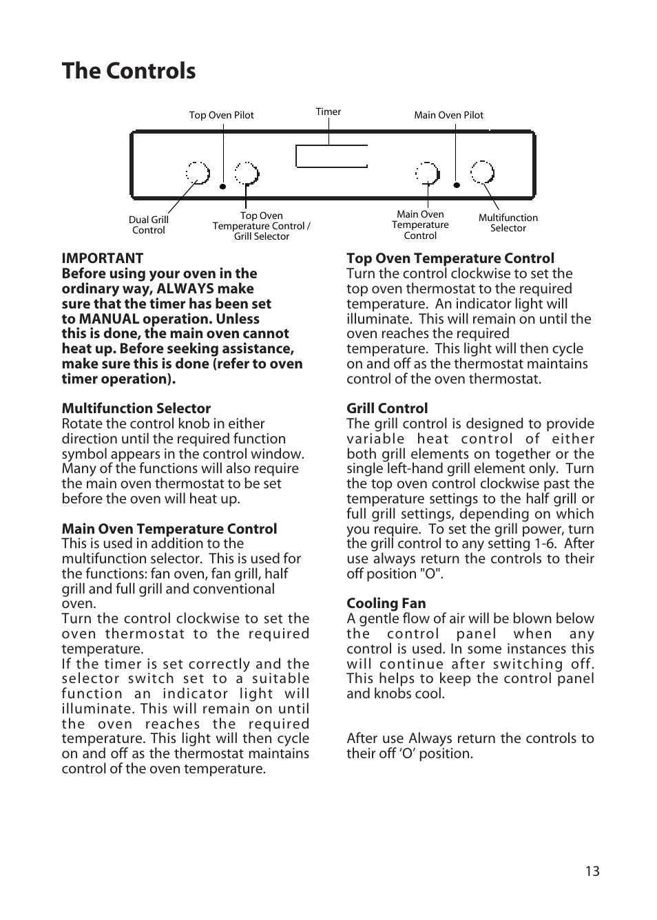 The controls | Hotpoint BD62 User Manual | Page 13 / 52