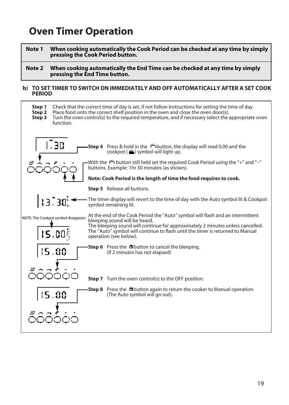 Oven timer operation | Hotpoint BD62 User Manual | Page 19 / 52