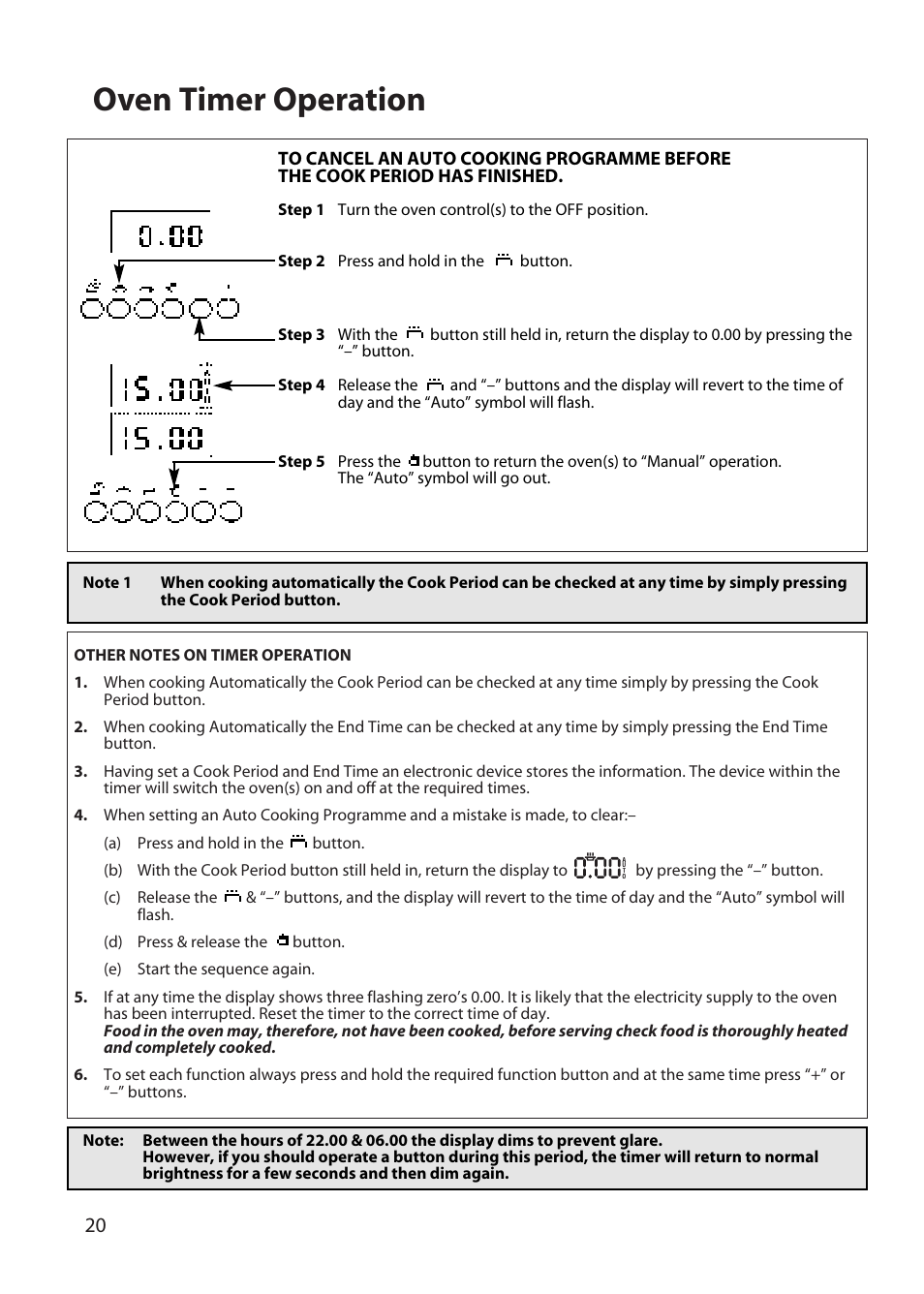 Oven timer operation | Hotpoint BD62 User Manual | Page 20 / 52