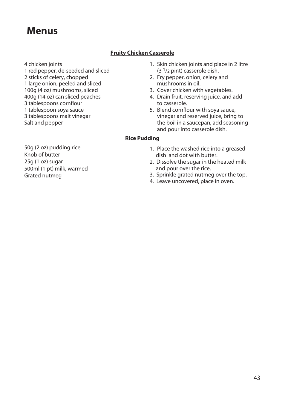 Menus | Hotpoint BD62 User Manual | Page 43 / 52