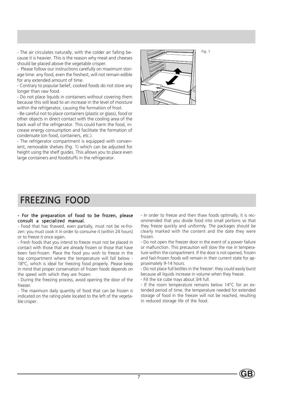 Freezing food | Hotpoint HUT161I User Manual | Page 7 / 16