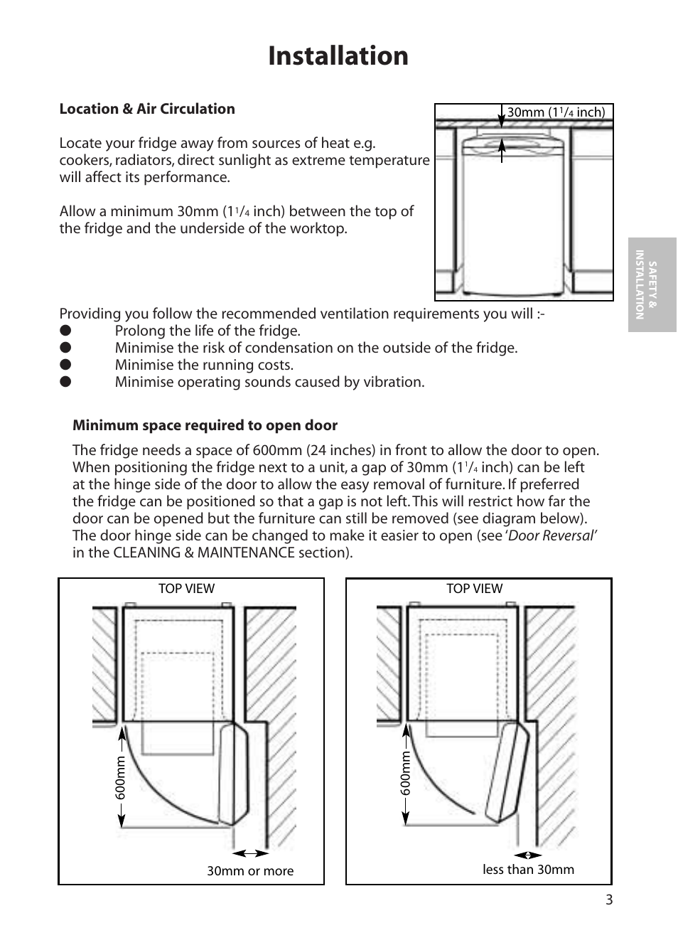 Installation | Hotpoint RLM30 User Manual | Page 3 / 16