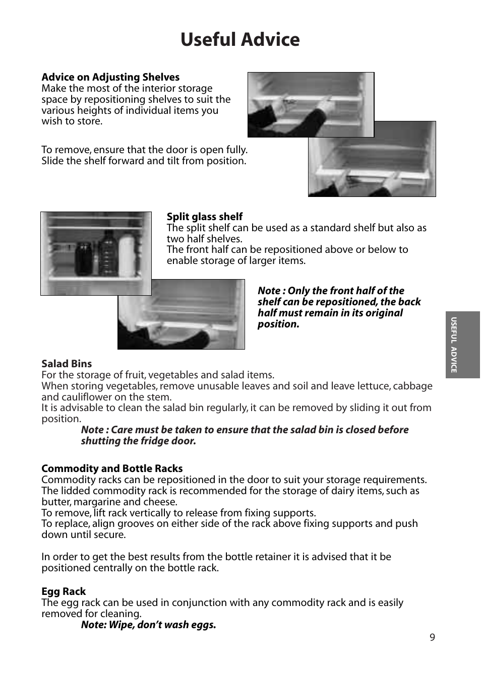 Useful advice | Hotpoint RLM30 User Manual | Page 9 / 16