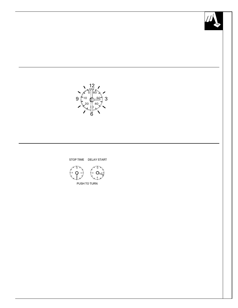Power outage, End of cycle tones, Clock and minute timer with dials | Automatic oven timers with dials | Hotpoint RGB744 User Manual | Page 13 / 56