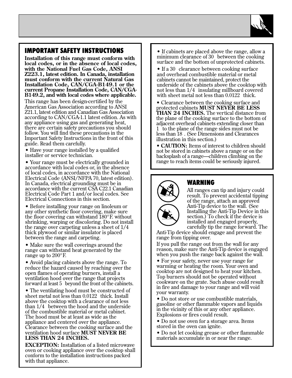 Warning, Important safety instructions | Hotpoint RGB744 User Manual | Page 35 / 56