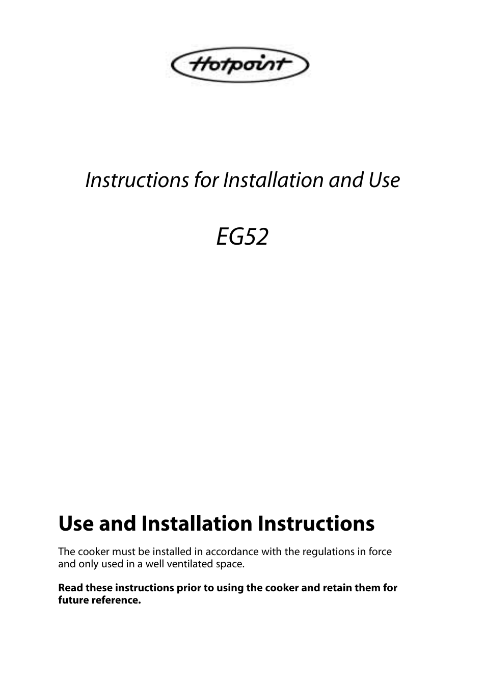 Hotpoint EG52 User Manual | 28 pages