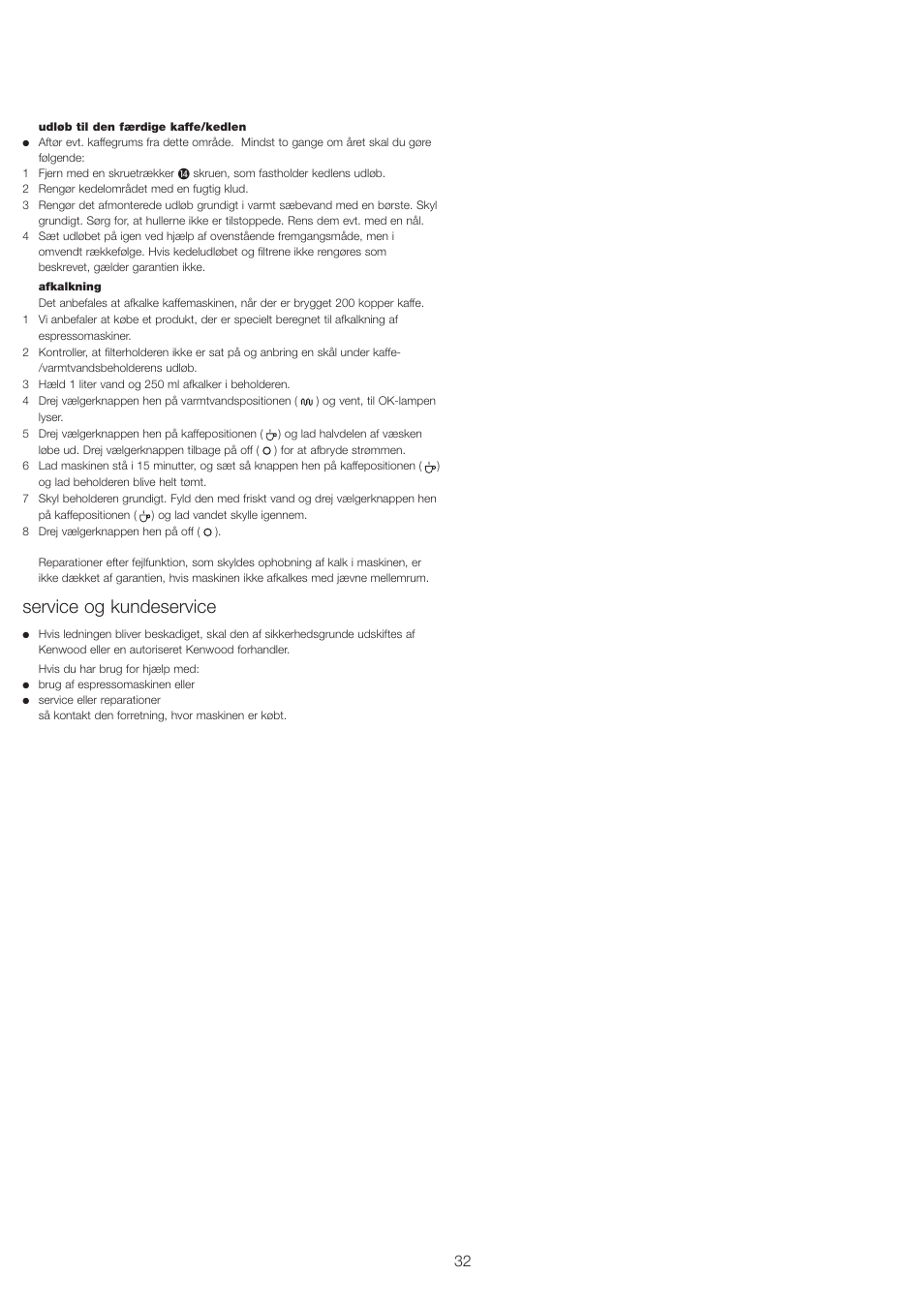 Service og kundeservice | Kenwood ES430 series User Manual | Page 35 / 76