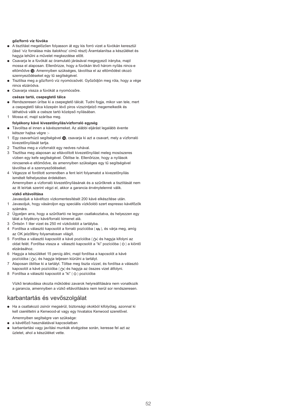 Karbantartás és vevőszolgálat | Kenwood ES430 series User Manual | Page 55 / 76