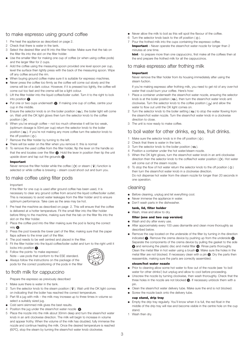 Cleaning | Kenwood ES430 series User Manual | Page 6 / 76