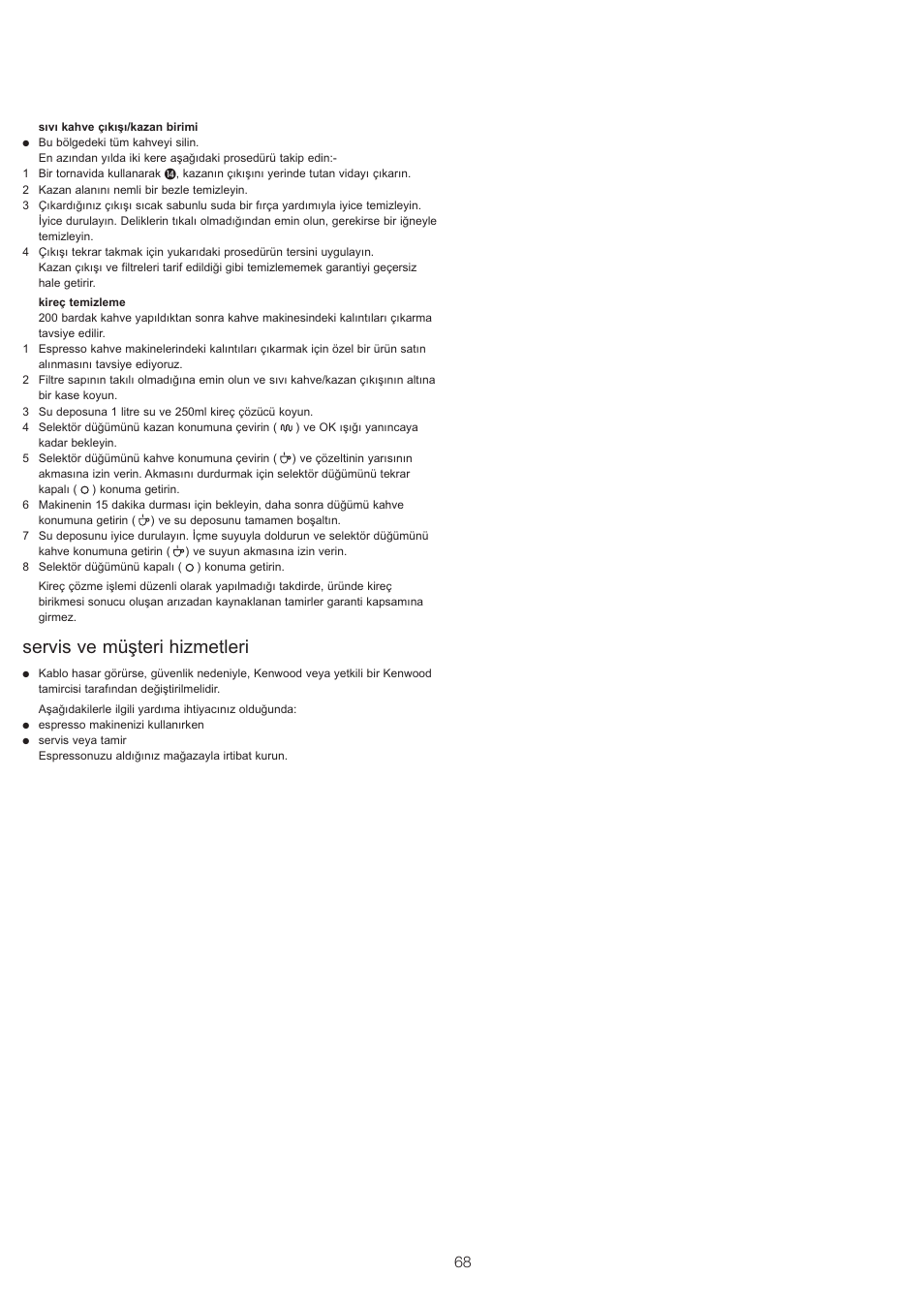 Servis ve müşteri hizmetleri | Kenwood ES430 series User Manual | Page 71 / 76