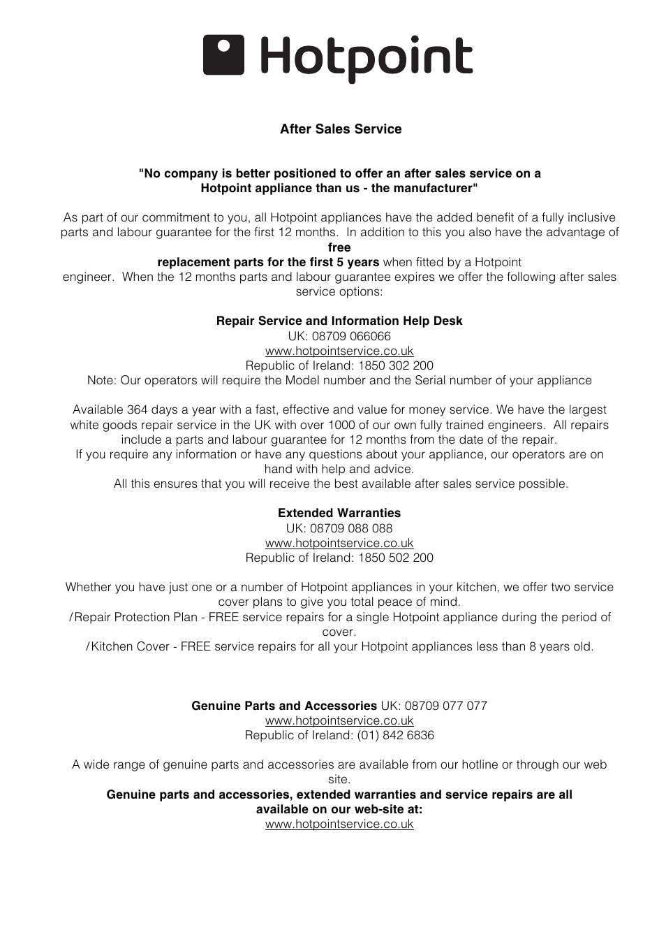 Hotpoint SE87PX User Manual | Page 14 / 16
